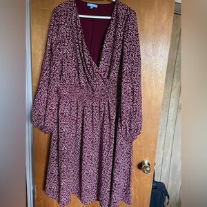 Draper James Burgundy Long Sleeve Dress